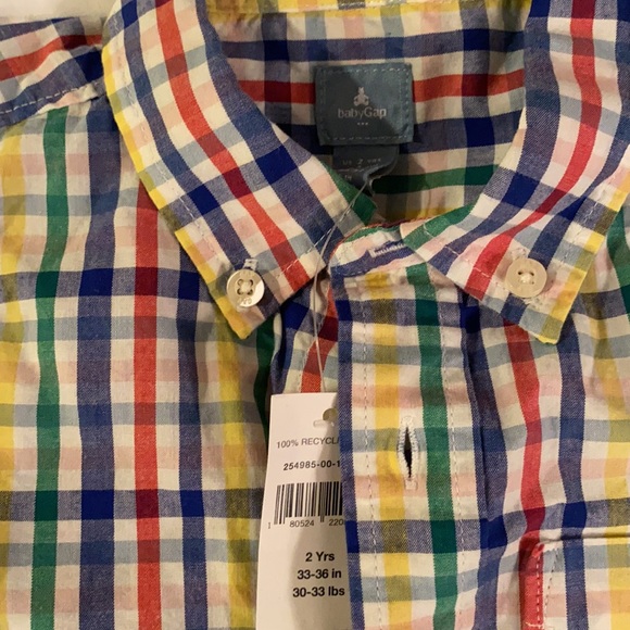NWT Baby Gap plaid shirt. Size 2/2T - Picture 2 of 4